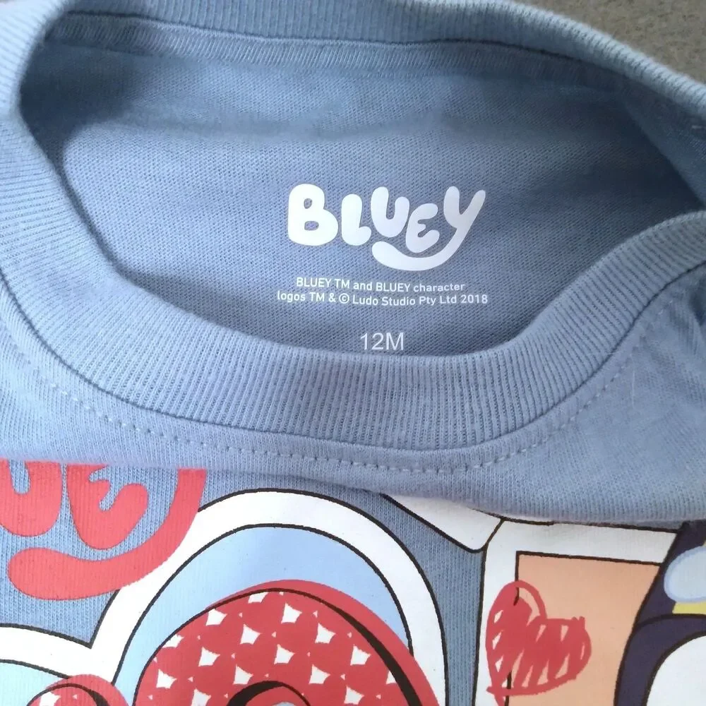 Bluey Dog Outfit Size 18m Shirt Pants Bingo Heart Valentines Kisses BBC Cartoon
